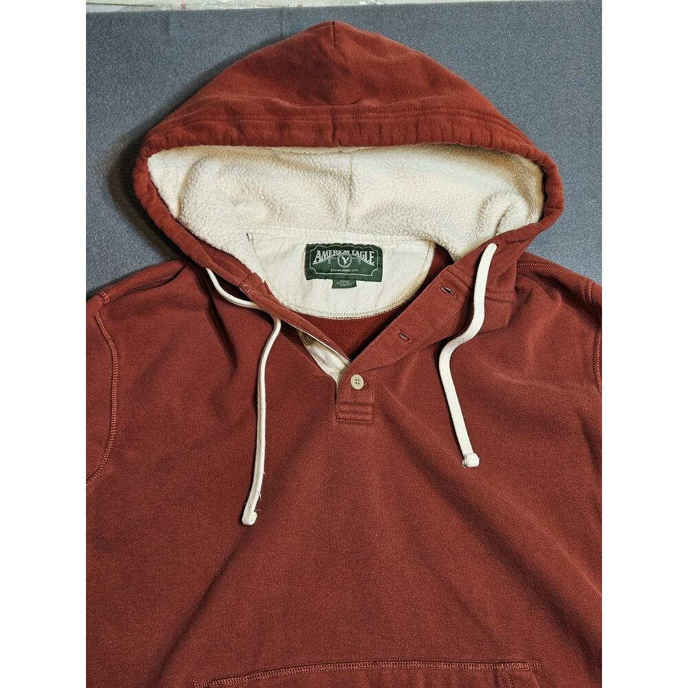 American Eagle Hoodie Mens Small Orange Sweatshirt Heavyweight Pouch Sweater - Picture 2 of 6
